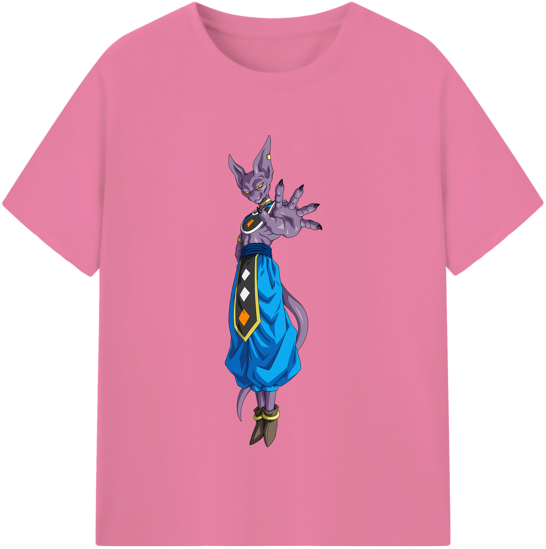 （画像用） ドラゴンボール ビルス 破壊神ビルス DRAGON BALL Beerus Birusu 綿100％半袖Tシャツ（フロントプリント）